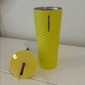 Starbucks 2024 Winter Angular Neon Yellow Stainless Steel Tumbler 24oz